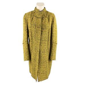 MARNI Mustard &  Black Textured Boucle Mohair wool Blend trench Coat size 40